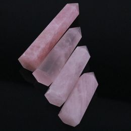 70-80MM Natural Rock Pink Rose Quartz Crystal Wand Point Healing Mineral Stone Pink313y