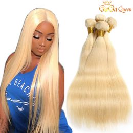 613 Colour Straight Hair Weave Bundles Blonde Brazilian Straight Hair 10-24 inch Human Hair Extensions gaga queen257F