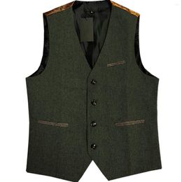 Men's Vests 2023 Fashion Vest Single Breasted V-Neck Sleeveless Jacket Business Casual Slim High Quality Waistcoat Groom Wedding Dress