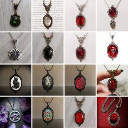 Pendant Necklaces Gothic Vampire Witch Blood Drop Necklace For Women Vintage Black Magic Holiday Party Vacation Jewellery Accessories Gifts