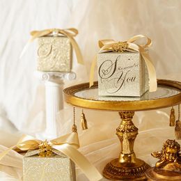 Gift Wrap 10/20pcs Wholesale Distribution Flash Champagne Gold Wedding Candy Box Holiday Guest Souvenir