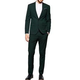 Slim Fit Classic Dark Green Men's Suit For Wedding 2 Piece Wedding Suits Custom Made Groomsmen Tuxedos Men Suits268Z