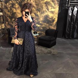 Black Lace Moroccan Kaftan Evening Dresses Long Sleeves Muslim Arabic Dubai Prom Gowns Dress Custom Made2109