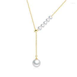 Chains S925 Silver Necklace O Chain Y Type Adjustable Collar Korean Version Fashion Simple Pearl Jewellery Clavicle