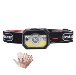 Powerful Headlamp 5W LED headlights Body Motion Sensor Headlamps Mini COB XPE Headlight Rechargeable Outdoor Camping Head Torch Lamp With USB Induction lights