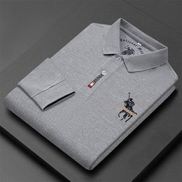 Men s Polos 8 Colours 2023 Spring Polo Shirt long sleeve lapel Top Fashion Embroidery Business Trend Breathable Shirts 230721