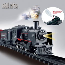 Transformation toys Robots Battery Operated Railway Classical Freight Train Water Steam Locomotive Playset with Smoke Simulation Model Electric Toys 230721