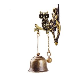 Decorative Objects Figurines Metal Iron Bell Wind Chime Retro Animal Doorbell Wall Hanging Decoration Horse Elephant Owl Shape 230721