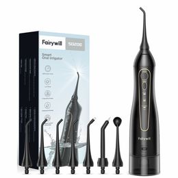 Other Oral Hygiene Fairywill Water Flossers for Teeth 300ML Oral Irrigator Rechargeable Portable Dental 3 Modes Water Tank Waterproof Teeth Cleaner 230720