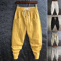 Men's Pants Summer Hip Hop Brand Drawstring Elastic Waist Solid Colour Conical Jogging Street Clothing