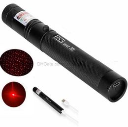 High power USB rechargeable laser flashlight red blue purple green lights beam laser pointer pen interactive cat chaser toy LED pointers with built in battery