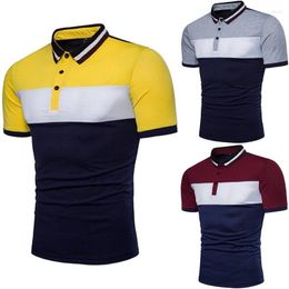 Men's Polos 2023 Casual Fashion Summer Splice Large Rib Collar Short Sleeve POLO Shirt