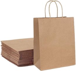 Gift Wrap 10-50PCS Kraft Bag Paper Gift Bags Reusable Grocery Shopping Bags for Packaging Craft Gifts Wedding Business Retail Party Bags 230720