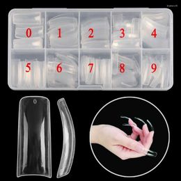 False Nails ABS Plastic 500pcs/Box Curve Nail Tips For Acrylic 10 Sizes Curved Clear Pre-Shaped Beauty Salon