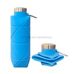 700ML Food Grade Silicone Folding Cup Sports Water Bottles Travel Outdoor riding ride driniking bottle tumbler portable Collapsible beer mug flask wholesale