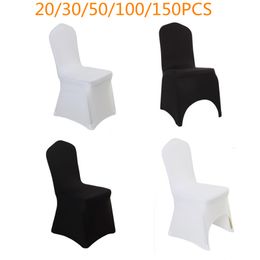 Chair Covers Black and white 20/30/50/100 piece universal elastic polyester wedding party spandex arch chair cover used for banquet el decoration 230720