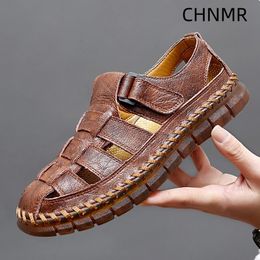 Sandals Sandals Leather Men's Genuine with Round Toes Lightweight and Comfortable Fashionable Breathable Non Slip Summer Main Shoe 230720 11382