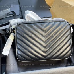 10A Mirror Quality Designers Lou Camera Bags 23cm Chevron Quilted Black Purse Real Leather Calfskin Handbag Luxury Tassel Bag Crossbody Shoulder Strap Bag With Box