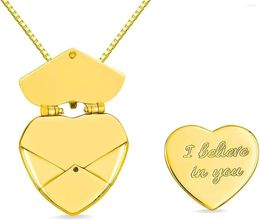 Pendant Necklaces Envelope Necklace Stainless Steel Engrave Customised Letter Heart Necklacce Confession Love You For Valentine Day Mother