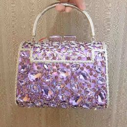 Evening Bags XIYUAN Luxury Wedding Party Clutch Bag Bride Crystal Silver Purple Diamond Handbag Women Handbags Purse 230720