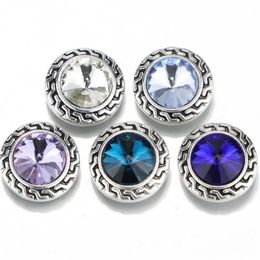 5pcs lot DIY Snap Jewellery Crystal Metal Flower Snap Buttons Jewellery Fit 18mm Metal Button Bracelets Necklaces270M