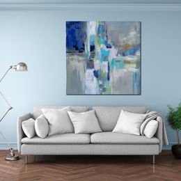 Contemporary Canvas Wall Art Spring Water Handmade Modern Decor for Hotel Room Decor