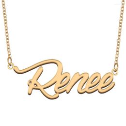 Pendant Necklaces Renee Name Necklace For Women Stainless Steel Jewelry Gold Plated Nameplate Femme Mother Girlfriend Gift