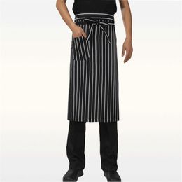 Chefs Waiters Kitchen Cooking Aprons Men's Chef Black Unisex Half Long Bistro Apron with Single Side Pocket232v