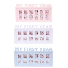 Keepsakes Creative DIY 0-12 Month Baby "MY FIRST YEAR" Pictures Display Plastic Po Frame Souvenirs Commemorate Kids Growing Memory Gift 230720