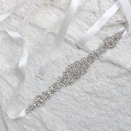 2018 Wedding Sashes For Bride Bridal Dresses Belts Rhinestone Crystal Ribbon From Prom Handmade White Red Black Blush Silver Real 239O