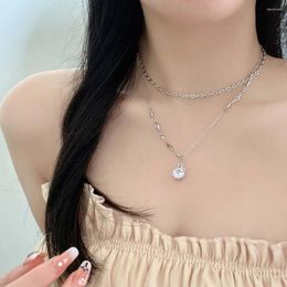 Pendant Necklaces Double Layer Pendants Necklace For Women Light Luxury Advanced Chain Chokers Temperament Female Accessories Party Gifts