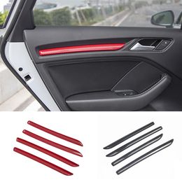 Carbon Fiber Color Interior Door Panel Decorative Cover Trims 4pcs For Audi A3 8V 2014-2019 Car Styling Modified Decals296p