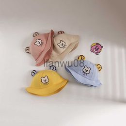 Caps Hats Baby Outdoor Hat Cartoon Solid Color Cute Bear Embroidered Baby Fisherman Hat Animal Ear Sunshade Children Baseball Caps Hat x0810