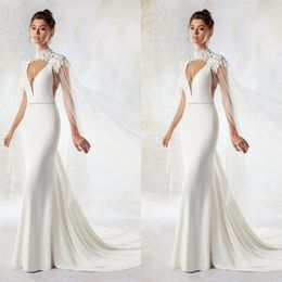 New Fashion Wedding Jackets White Lace Appliques Cloak Cape Beautiful Wedding Wrap Custom Made Bridal Shawl 3088