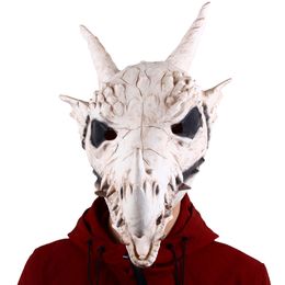 3D Dinosaur Dragon God Bone Mask Role Play Props Performance Headgear Raptor Movable Jaw Dragon Head Bone Latex Full Face Cover