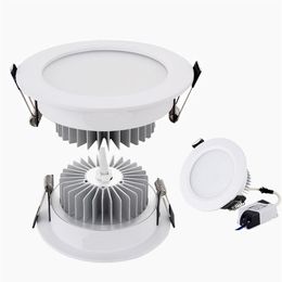 Silver White Shell Led Down Lights 9W 12W 15W 18W Dimmable Led Downlights Recessed Ceiling Light 110-240V263H