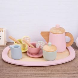 Clay Dough Modelling Wooden Tea Party Cake Set Toy Pretend Play Food Learning Role Game Early Educational Toys For Toddlers Girls BoysKids Gifts 230720