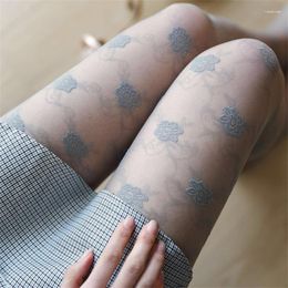 Women Socks Croatian Rose Jacquard Embossed Woven Pantyhose 2023 Woman Clear Leggings Sexy Mature Stockings Lingerie