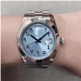 High Quality Luxury Automatic Winding Date Day watch Anniversary Stainless Steel with Ice Blue Dial Men's 41MM Designer Watch274r