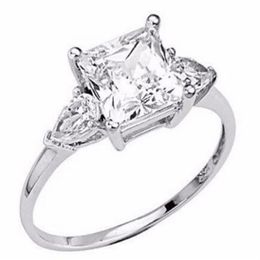 14K White Gold 2 25 ct Princess cut Man Made Simulation Diamond Engagement Ring2398