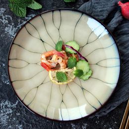 Plates Japanese-style High Grade Kiln Change Glazed Ceramic Sushi Plate Tray Snack Restaurant Dinner Round Tableware
