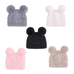 Baby Girls Beanies Pom Pom Woollen Ball Hats Crochet Winter Warm Knitted Caps Casual Headgear Outdoor Cute Toddler Kids Skull Hats DF260