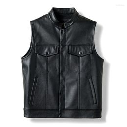 Men's Vests Fashion Faux Leatherette PU Leather Vest Zipper Motorcycle Waistcoat Sleeveless Jacket Plus Size M-4XL Coat