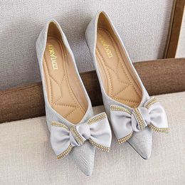 Dress Shoes sequines cloth bowknot ballet flats women pointed toe crystal beading ballerian shoes soft bottom glitter moccasins plus size 43 L230721