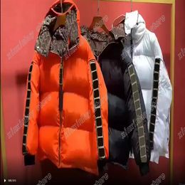 xinxinbuy Men designer Coats double-sided Jacket Sleeve webbing print cotton women black white Orange S-2XL2950