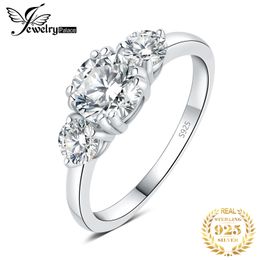 JewelryPalace Moissanite D Colour 1.4ct 925 Sterling Silver 3 Stone Wedding Engagement Ring for Woman Yellow Rose Gold Plated