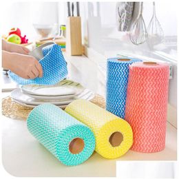 Cleaning Cloths 50Pcs/Roll Non-Woven Dishcloth Disposable Wash Cloth Kitchen Restaurant Rags Home Clean Drop Delivery Garden Houseke Dhjvs