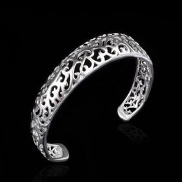 factory 925 Sterling Silver plated fashion Jewellery charm hollow bangle bracelet Girl Madam 10pcs lot212k