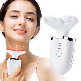 Face Massager Electric Neck Beauty EMS Colour Light Equipment and Massage Wrinkles USB Charging 230720