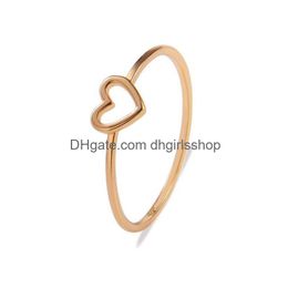 Band Rings Dainty Women Ring Hollow Heart For Couple Promise Infinity Eternity Love Jewelry Boho Anillos Mujer Bff Gifts Drop Deliver Dhtpi